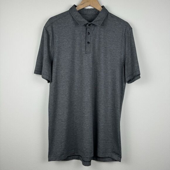 Lululemon Polo Shirt Men L Gray Evolution Short Sleeve Performance Active Golf - Picture 1 of 5